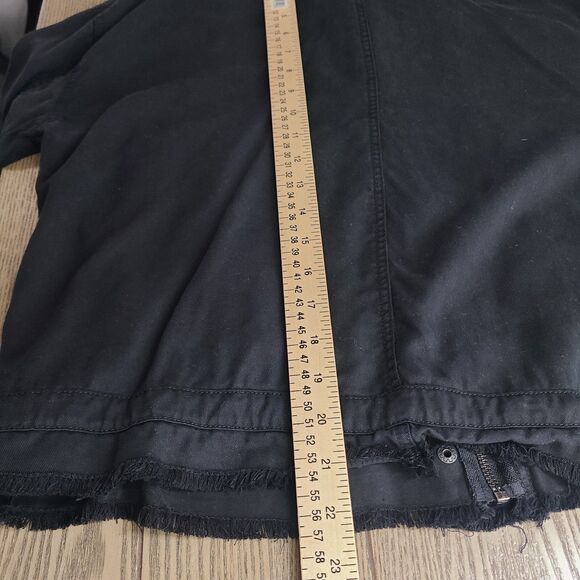 Dear John Bomber Jacket XS Black Chambray Full Zip Frayed Raw Edges‎ Pockets - Picture 8 of 9